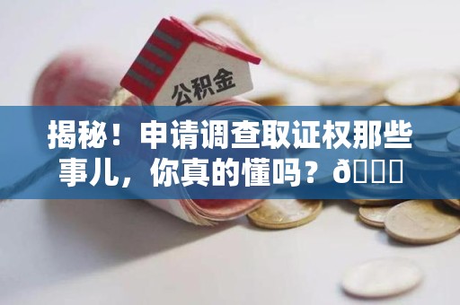 清流揭秘！申请调查取证权那些事儿，你真的懂吗？😎