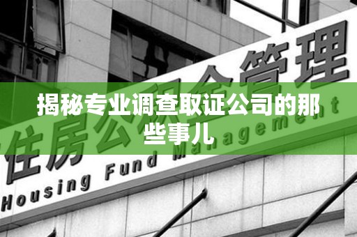 清流揭秘专业调查取证公司的那些事儿